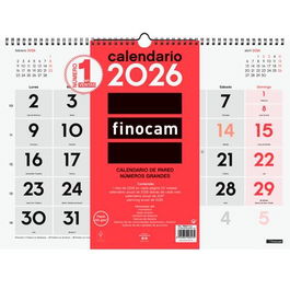 Finocam Calendario de Pared Números Grandes L-430x310 mm Mv Neutro 2026