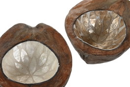 DKD Home Decor Bandeja Vaciabolsillos Coco Capiz Surtido de 2 Unidades