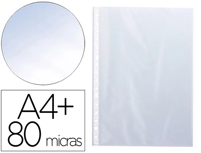 Q-connect Funda Multitaladro Folio 80 mc Cristal, Bolsa 10 Unidades para Protección y Archivo de Documentos, Formato DIN A4+ Q-connect Funda Multitaladro Folio 80 mc Cristal, Bolsa 10 Unidades para Protección y Archivo de Documentos, Formato DIN A4+