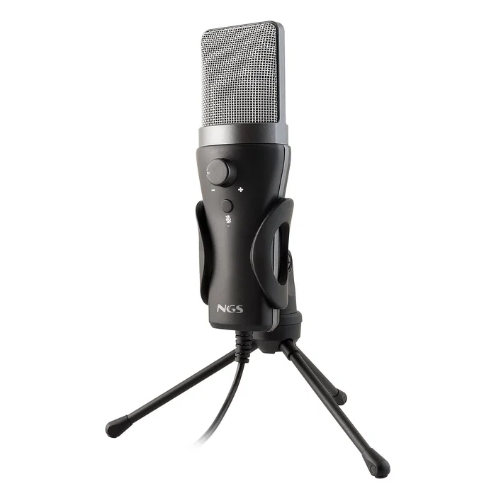 NGS MS120 USB Micrófono USB Negro para Podcast y Streaming, Cardioide con Latencia Cero, Compatible con PS5, PS4 y PC