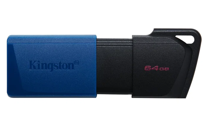 Kingston DataTraveler Exodia M - Llavero USB 3.2 Gen 1 de 64 GB - Negro y Azul - Pack de 2 unidades