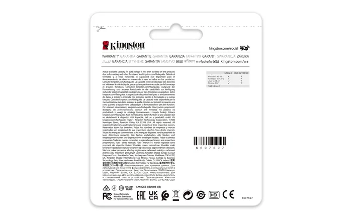 Kingston DataTraveler Exodia M - Llavero USB 3.2 Gen 1 de 64 GB - Negro y Azul - Pack de 2 unidades