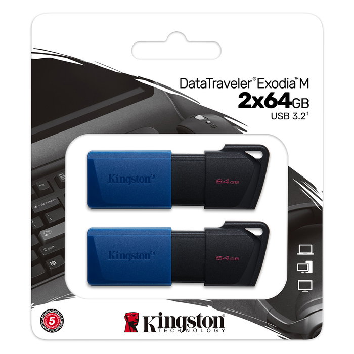 Kingston DataTraveler Exodia M 64GB USB 3.2 Stick 2er Pack Black/Blue
