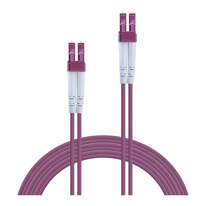 LINDY 46340 Cable Fibra Óptica Duplex LC/LC OM4 Multimodo 50/125 µm, 1 m, Color Violeta
