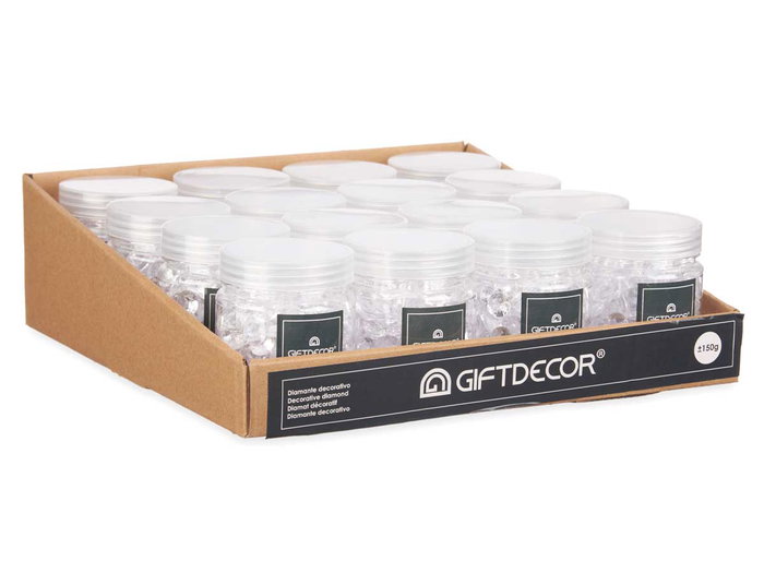 Giftdecor Bote 150Gr Diamante Med Transparente 6.5x8x6.5cm (Set de 32)