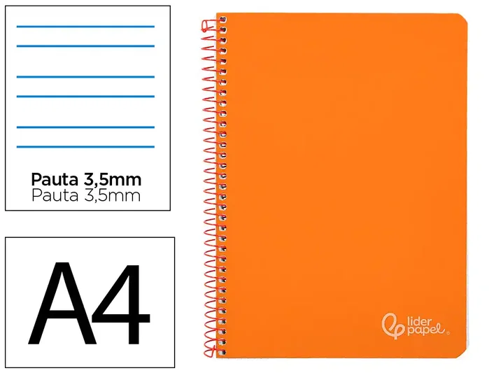 Liderpapel Cuaderno Espiral Witty A4 Tapa Dura Naranja 80 Hojas 90g Liderpapel Cuaderno Espiral Witty A4 Tapa Dura Naranja 80 Hojas 90g