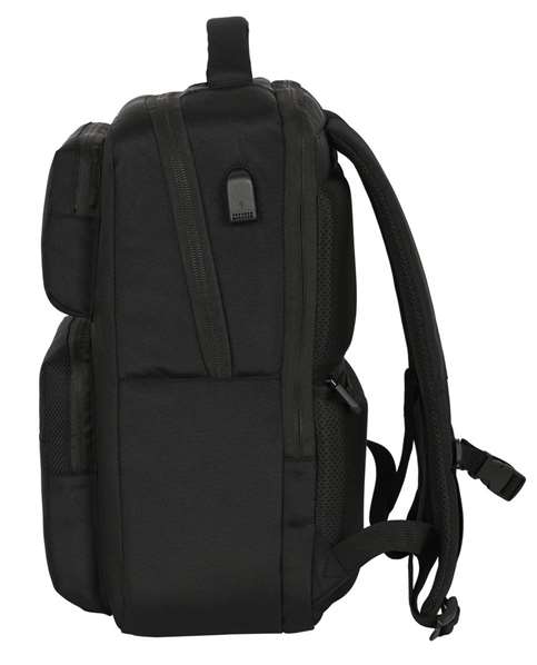 Safta Mochila Real Madrid Premium para portátil de 15,6'' con USB y 2 Bolsillos, Color Negro, 31x44x13cm