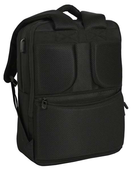 Safta Mochila Real Madrid Premium para portátil de 15,6'' con USB y 2 Bolsillos, Color Negro, 31x44x13cm