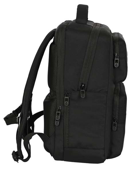 Safta Mochila Real Madrid Premium para portátil de 15,6'' con USB y 2 Bolsillos, Color Negro, 31x44x13cm