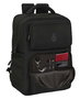 Safta Mochila Real Madrid Premium para portátil de 15,6'' con USB y 2 Bolsillos, Color Negro, 31x44x13cm