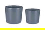 Ibergarden Set 2 Macetas Cerámica Cilindro Antracita Peq: 22 x 22 x 19 cm Gr: 27 x 27 x 23 cm