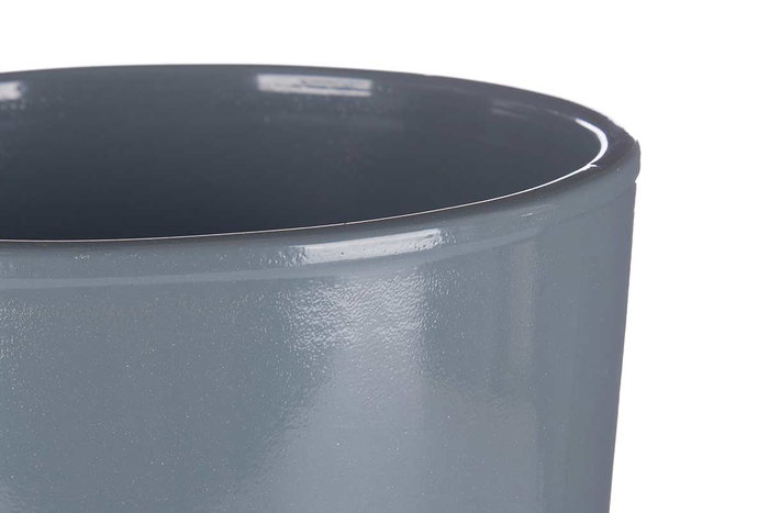 Ibergarden Set 2 Macetas Cerámica Cilindro Antracita Peq: 22 x 22 x 19 cm Gr: 27 x 27 x 23 cm