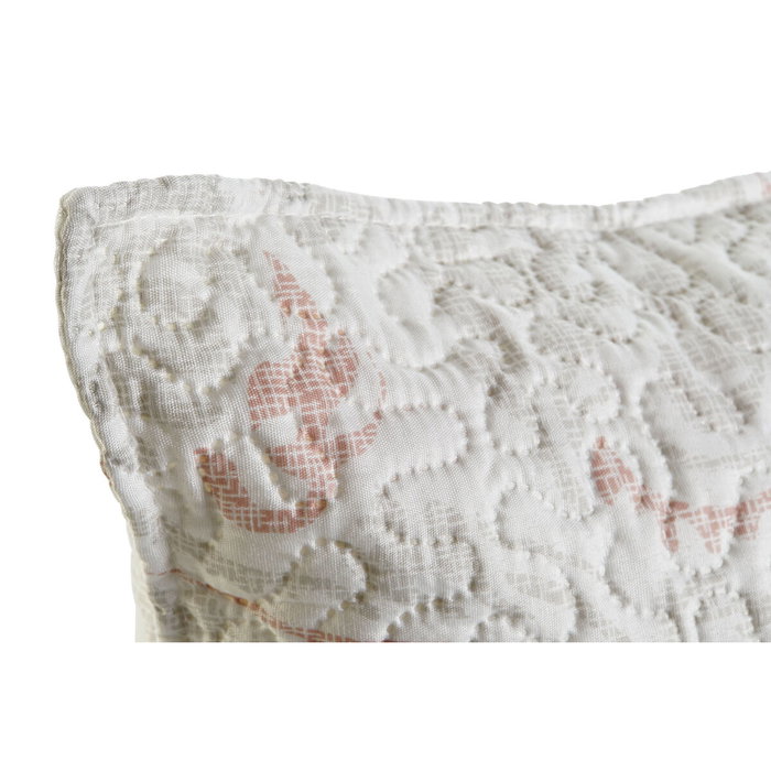 DKD Home Decor Cojín de Poliéster Blanco con Diseño Floral Bordado