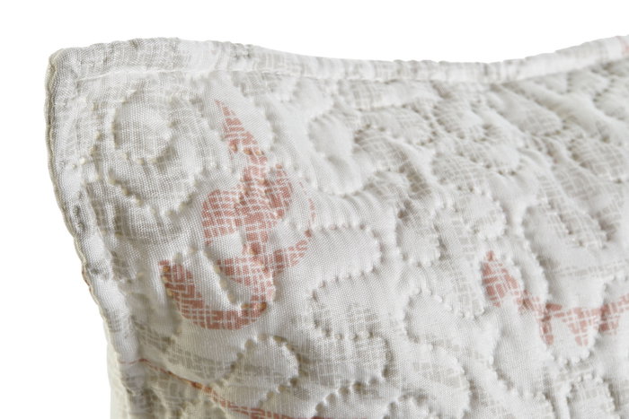 DKD Home Decor Cojín de Poliéster Blanco con Diseño Floral Bordado