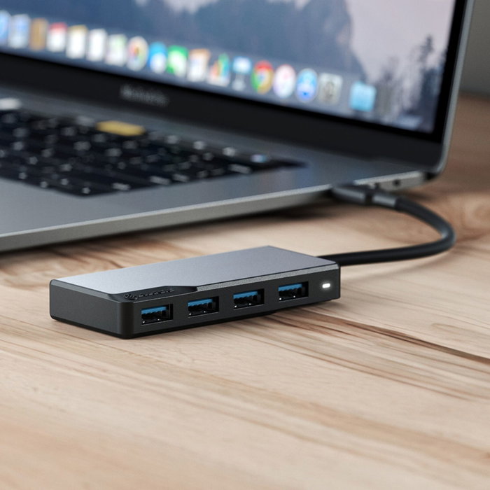 Alogic Fusion Swift USB-C 4-Port Hub Gris espacial