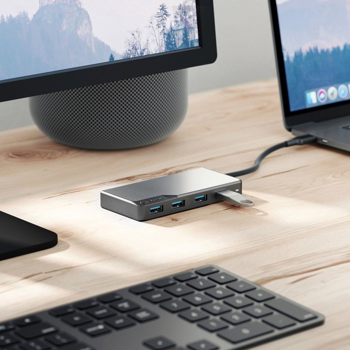 Alogic Fusion Swift USB-C 4-Port Hub Gris espacial