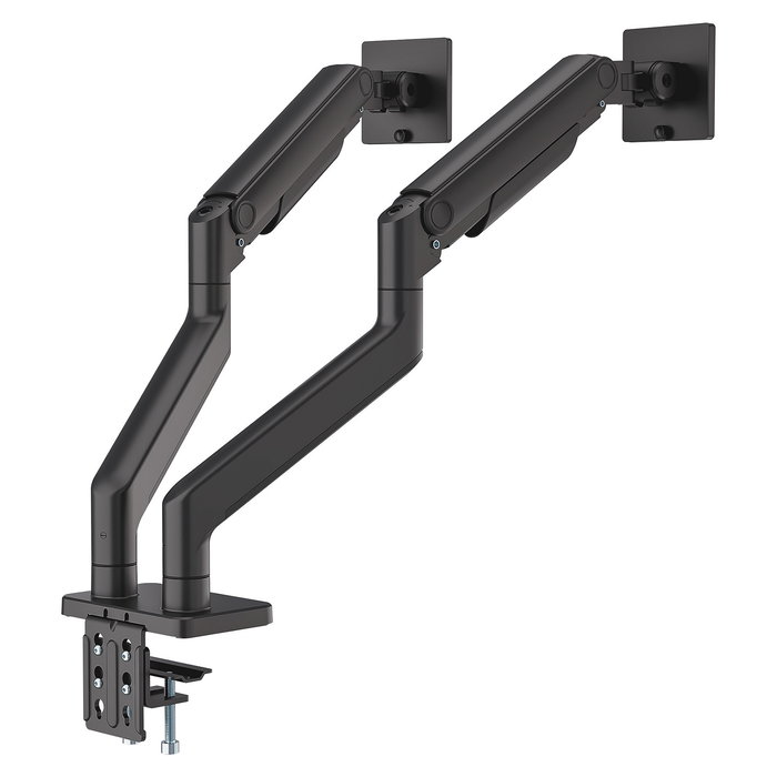 MANHATTAN Soporte de Mesa Doble Articulado con Muelle para 2 Monitores/TV 17"-45" (VESA 75/100), Negro, Capacidad Máx. 40 kg