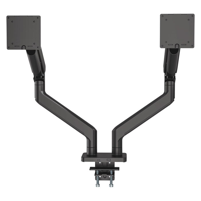 MANHATTAN Soporte de Mesa Doble Articulado con Muelle para 2 Monitores/TV 17"-45" (VESA 75/100), Negro, Capacidad Máx. 40 kg