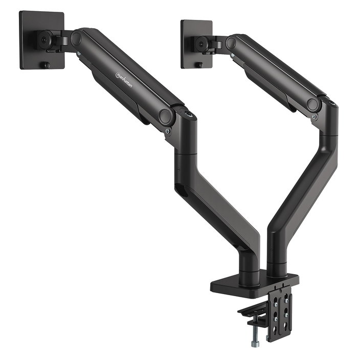 MANHATTAN Soporte de Mesa Doble Articulado con Muelle para 2 Monitores/TV 17"-45" (VESA 75/100), Negro, Capacidad Máx. 40 kg