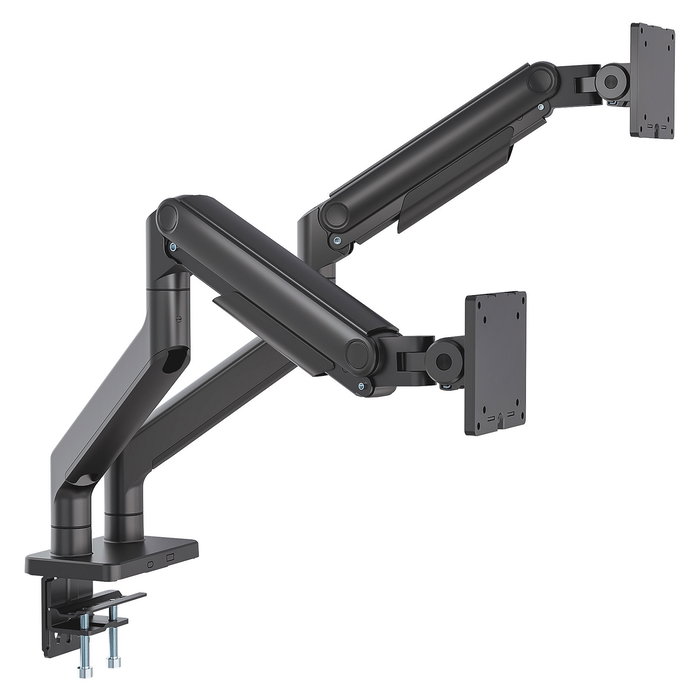 MANHATTAN Soporte de Mesa Doble Articulado con Muelle para 2 Monitores/TV 17"-45" (VESA 75/100), Negro, Capacidad Máx. 40 kg