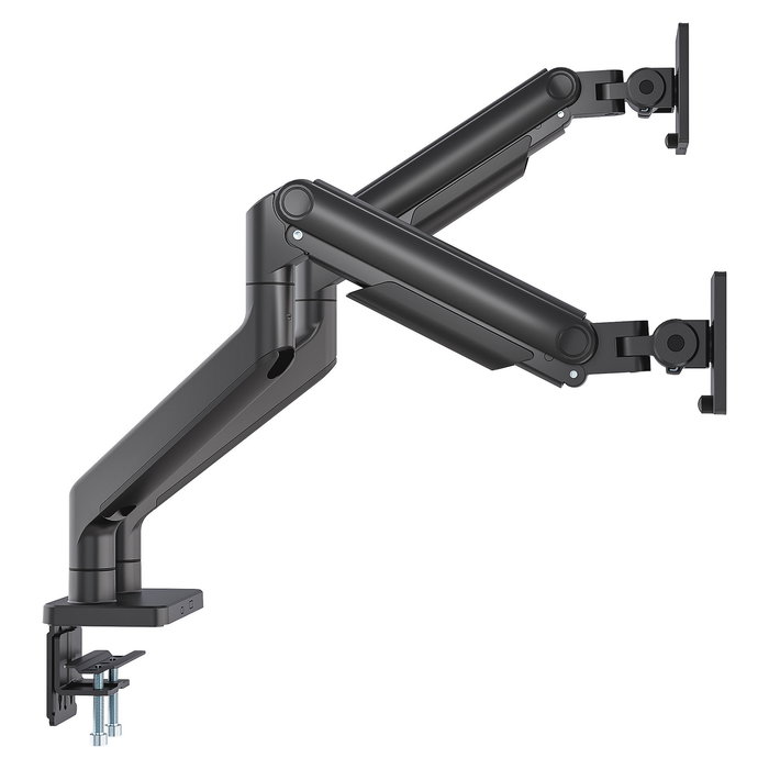 MANHATTAN Soporte de Mesa Doble Articulado con Muelle para 2 Monitores/TV 17"-45" (VESA 75/100), Negro, Capacidad Máx. 40 kg