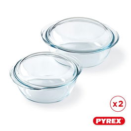 Pyrex 3426470296465 Juego de 2 Cazuelas de Vidrio Redondas 1 L