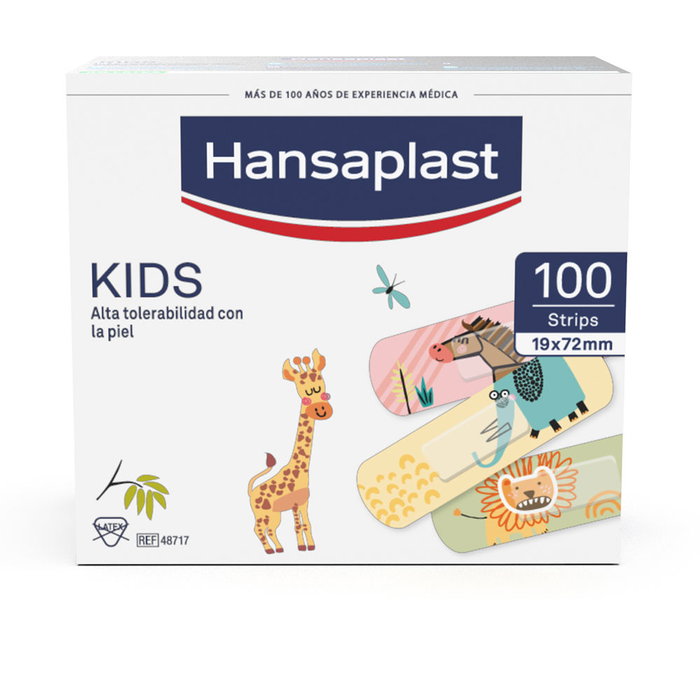 Hansaplast Apósitos Universal Kids Animales para Niños, 100 unidades, Protección Divertida, Resistente al Agua y Sin Dolor Hansaplast Apósitos Universal Kids Animales para Niños, 100 unidades, Protección Divertida, Resistente al Agua y Sin Dolor
