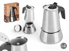 Kinvara Cafetera de Inducción para 4 Tazas, Acero y Plástico, 13x17x10 cm (Set de 12)