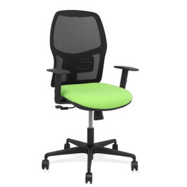PIQUERAS Y CRESPO Silla Alfera Sincro Malla Negra y Asiento Pistacho con Brazos Regulables