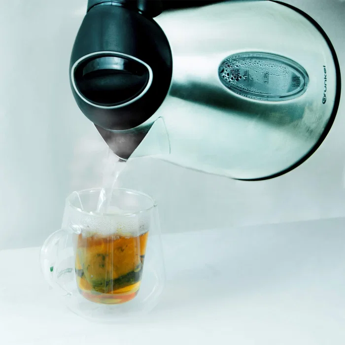 Grunkel HV-16GX Hervidor Eléctrico 1.7L 2200W Acero Inoxidable con Filtro Antical, Base 360°, Apagado Automático y Luz Indicadora