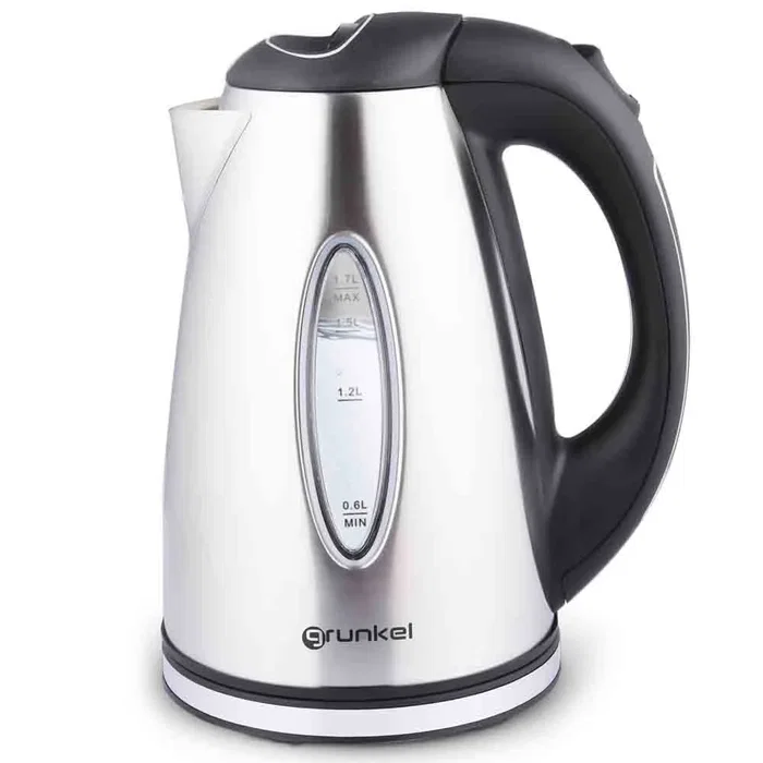 Grunkel HV-16GX Hervidor Eléctrico 1.7L 2200W Acero Inoxidable con Filtro Antical, Base 360°, Apagado Automático y Luz Indicadora