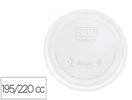 Blanca Tapa Plástico Biodegradable para Vaso 195/220 cc Paquete 100 Unidades