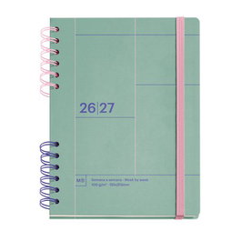 Agenda Escolar (2026-27) Miquelrius Back To Basics Wire-O Tapa Extra Con Goma Plus 4º 160,5X218 S/V Apais. Verde