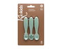 KioKids Little sauvages Set de 3 Cubiertos de Silicona Verde para Bebé, Pre-Cuchara Cuchara Pre-Tenedor, Apto Lavavajillas, +6 Meses