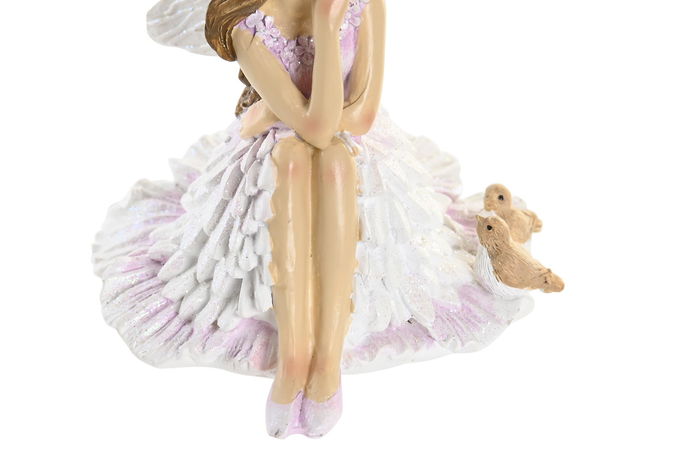 DKD Home Decor Figura Hada Resina Lila Rosa 9.5 x 10 x 10 cm (6 Unidades)