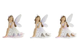 DKD Home Decor Figura Hada Resina Lila Rosa 9.5 x 10 x 10 cm (6 Unidades)