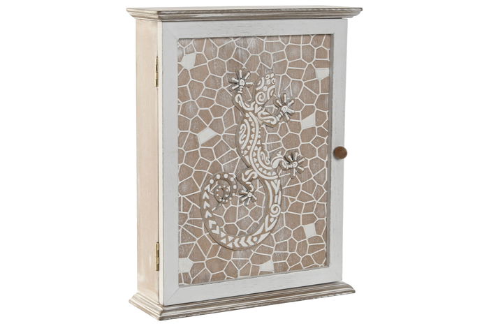 DKD Home Decor Guardallaves Boho Natural Blanco 6.5 x 26 x 20 cm (4 Unidades)