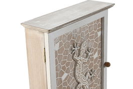 DKD Home Decor Guardallaves Boho Natural Blanco 6.5 x 26 x 20 cm (4 Unidades)