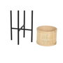 DKD Home Decor Set de 3 Maceteros de Bambú y Metal Negro y Natural