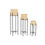 DKD Home Decor Set de 3 Maceteros de Bambú y Metal Negro y Natural