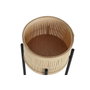 DKD Home Decor Set de 3 Maceteros de Bambú y Metal Negro y Natural