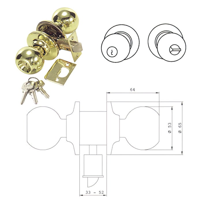 TESA Pomo Serie 3900-UO-LP 60/70 en latón pulido TESA Pomo Serie 3900-UO-LP 60/70 en latón pulido