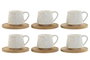 DKD Home Decor Set de 6 Tazas de Café de Porcelana y Bambú, Blanco, 90 ml