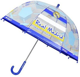 CYP BRANDS Paraguas Manual Infantil Real Madrid Burbuja Transparente 48cm
