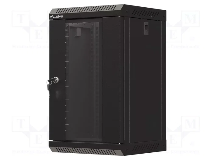 Lanberg Armario Rack de Pared 10 9U 300x300 Negro con Puerta de Cristal Lanberg Armario Rack de Pared 10 9U 300x300 Negro con Puerta de Cristal