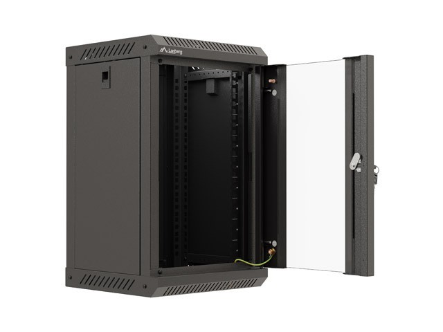 Lanberg Armario Rack de Pared 10 9U 300x300 Negro con Puerta de Cristal Lanberg Armario Rack de Pared 10 9U 300x300 Negro con Puerta de Cristal