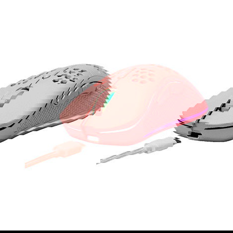 Deltaco Gaming GAM-120-P Ratón Gaming Inalámbrico RF/USB-C, 4800 DPI, 7 Botones, Retroiluminación RGB, Recargable, Rosa