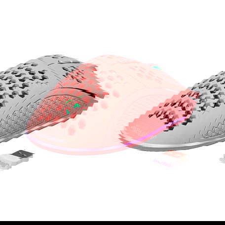 Deltaco Gaming GAM-120-P Ratón Gaming Inalámbrico RF/USB-C, 4800 DPI, 7 Botones, Retroiluminación RGB, Recargable, Rosa