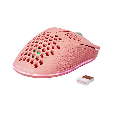 Deltaco Gaming GAM-120-P Ratón Inalámbrico RGB Rosa