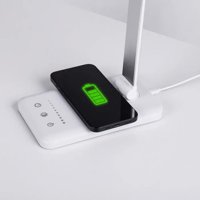 Lámpara de Mesa LED con Cargador Inalámbrico 6W 420Lm, Tonalidad de Luz Regulable CCT
